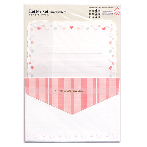 Lovely Heart Pattern Writing Paper and Envelope Set