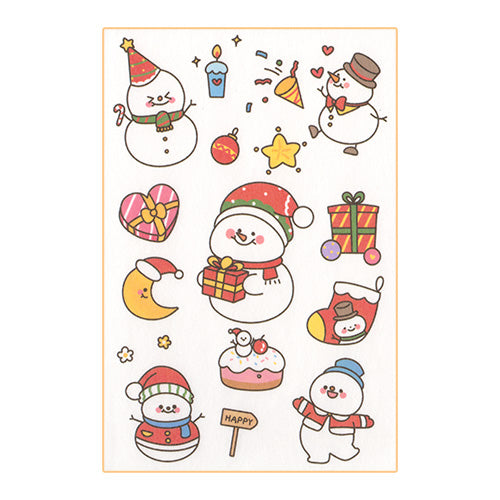 Cute Christmas DIY Sticker Sheet - Washi Style - Snowman
