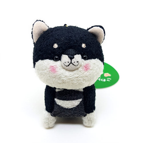 Fluffy Black Shiba Inu Mini Plush 7cm Keyring / Bag Mascot!