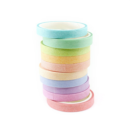 Pastel Colours - Set of 10 Mini Washi Tape Rolls 6mm x 3m