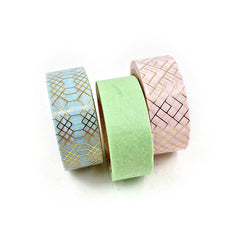 Pastel Colours with Gold Accents - Set of 3 Washi Tape Rolls