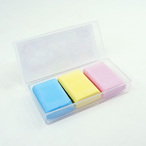 Q-Lia : Cute Candy Colours *Kneadable* Eraser - Set of 3! (Pink, Yellow, Blue)