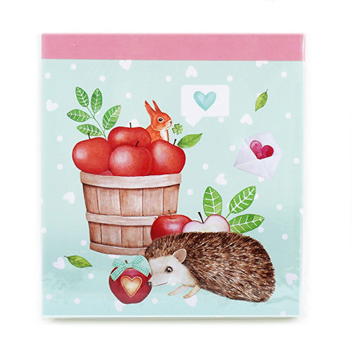 Cute Hedgehogs & Apples Memo Pad