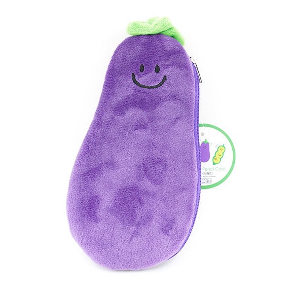 Cute Eggplant Fuzzy Pencil Case / Bag