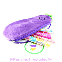 Cute Eggplant Fuzzy Pencil Case / Bag