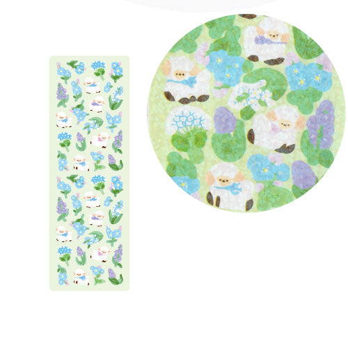 Little Lamb & Flowers Sparkly Sticker Sheet