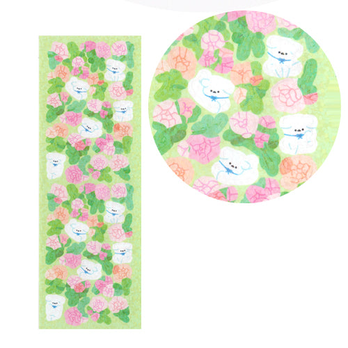 Fluffy White Dogs & Flowers Sparkly Sticker Sheet