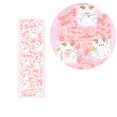 Cute Cats & Pink Bows Sparkly Sticker Sheet