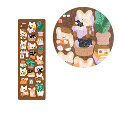 Fennec Fox & Black Kitty Sparkly Sticker Sheet