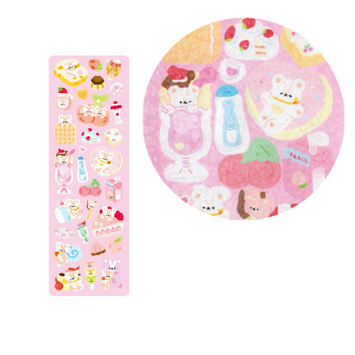 Cute Dessert Bears Sparkly Sticker Sheet