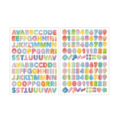 Lovely Letters Alphabet & Numbers Sticker Sheets! Set of 2 sheets - Rainbow