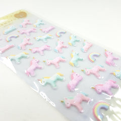 Q-lia : Fuzzy - Puffy - Pastel UNICORNS Sticker Sheet!