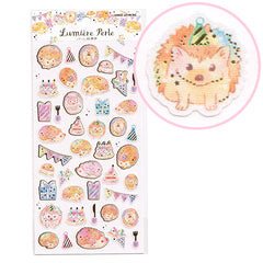 Kamio : Hedgehog Party Pearlescent Stickers with Gold Accents