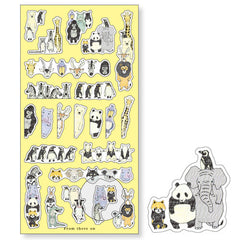 Mind Wave : Curious Animals Sticker Sheet! Washi Tape Style Stickers