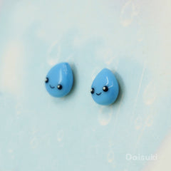Happy Raindrops - Kawaii Hand-sculpted Stud Earrings