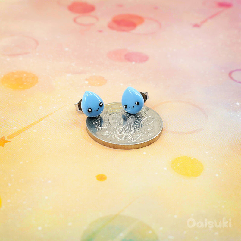 Happy Raindrops - Kawaii Hand-sculpted Stud Earrings