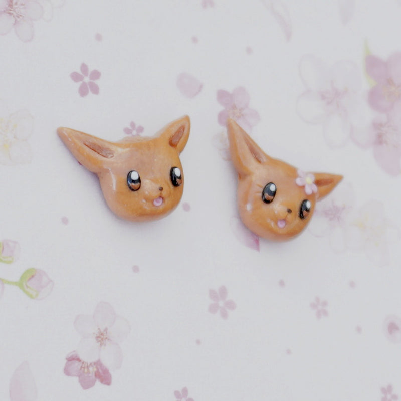 Eevee earrings - Hand-sculpted Kawaii Pokemon Tribute