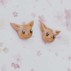 Eevee earrings - Hand-sculpted Kawaii Pokemon Tribute