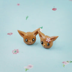Eevee earrings - Hand-sculpted Kawaii Pokemon Tribute