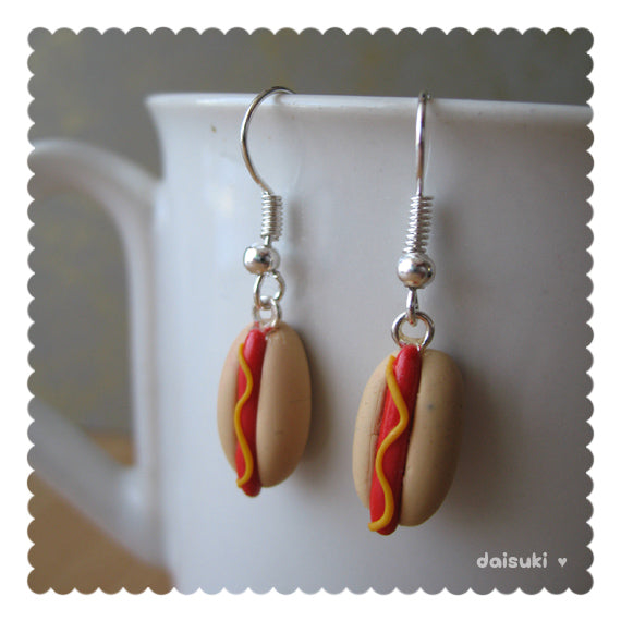Hotdog Earrings - Handmade novelty miniature food jewellery