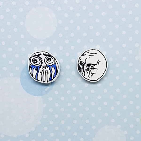 Meme Faces #1 Hand Drawn Stud Earrings