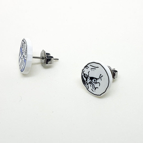 Meme Faces #1 Hand Drawn Stud Earrings