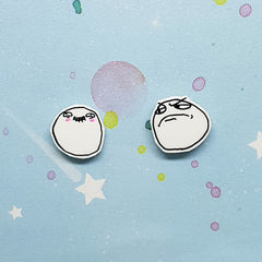 Meme Faces #3 Hand Drawn Stud Earrings