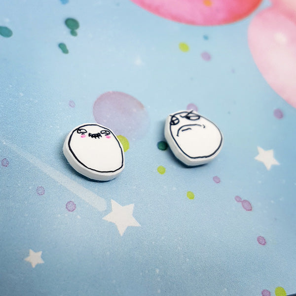 Meme Faces #3 Hand Drawn Stud Earrings
