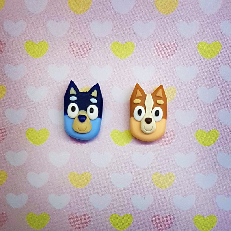 Bluey and Bingo Stud Earrings - Bluey tribute - Hand sculpted!