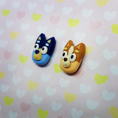 Bluey and Bingo Stud Earrings - Bluey tribute - Hand sculpted!