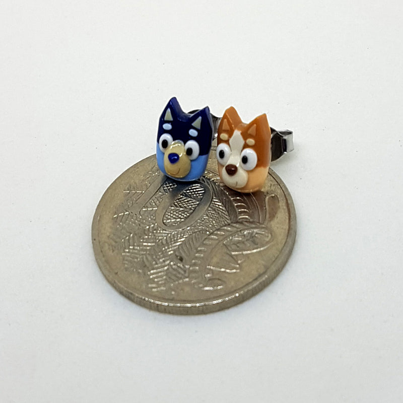 Bluey and Bingo Stud Earrings - Bluey tribute - Hand sculpted!