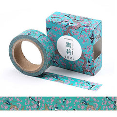Birds & Sakura with Turquoise Sky Washi Tape 7m