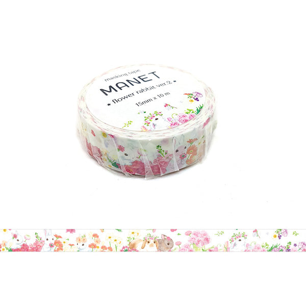 Flower Rabbits - Adorable Korean Washi Tape! 10m