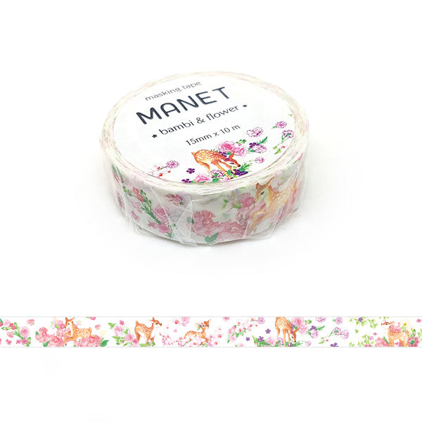 Deer & Flowers - Adorable Korean Washi Tape! 10m