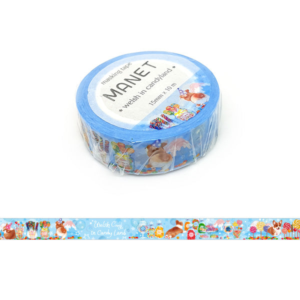 Welsh Corgi in Candyland - Adorable Korean Washi Tape! 10m