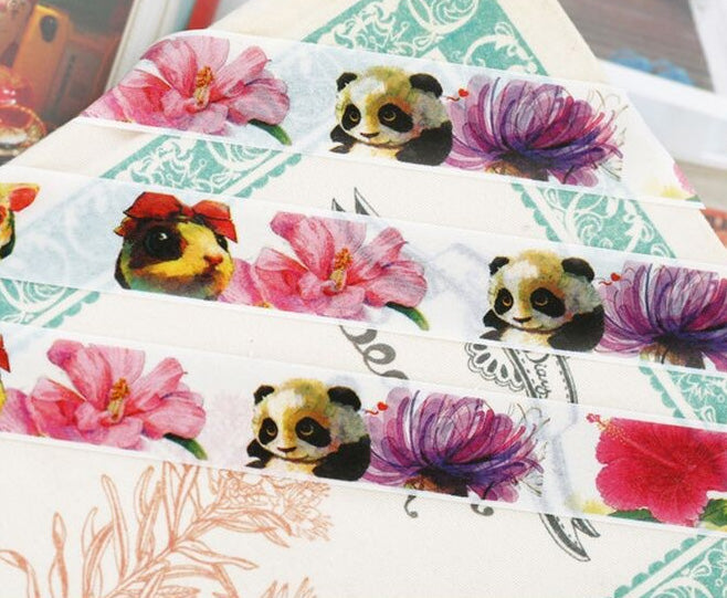 Kawaii Shy Animals Washi Tape! Cute Panda, Pig, Guinea Pig