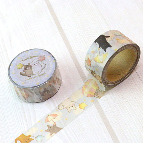 Tokotoko Circus - Neko ga Ippai / Cute cat Japanese Washi Tape - 2cm wide