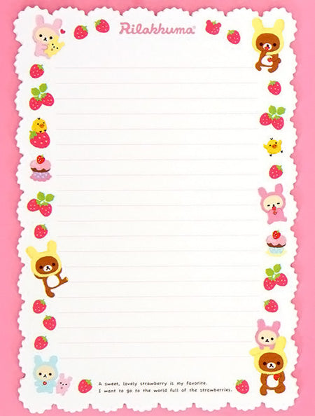 San-X : Rilakkuma / Relax Bear Strawberry Letter Set!