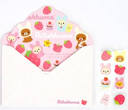 San-X : Rilakkuma / Relax Bear Strawberry Letter Set!