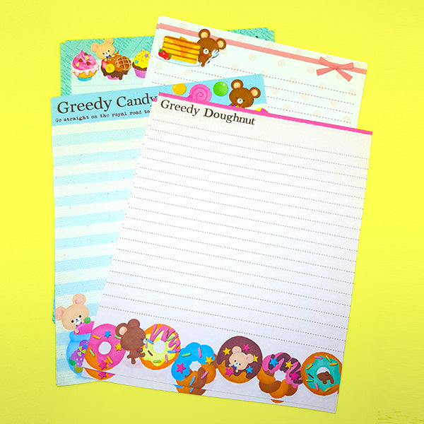 Cute Greedy Bears - Letter Writing Set - Paper & Envelopes!