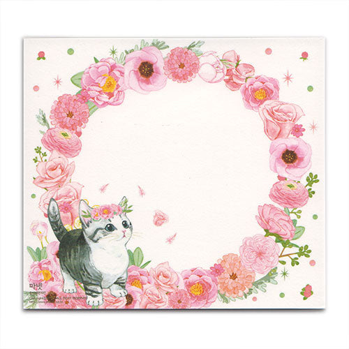 Gorgeous Munchkin Kitten and Pink Flowers Memo Pad!
