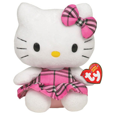 Sanrio : Hello Kitty Pink Tartan Dress Beanie Plush! 5.5" / 14cm