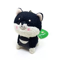 Fluffy Black Shiba Inu Mini Plush 7cm Keyring / Bag Mascot!