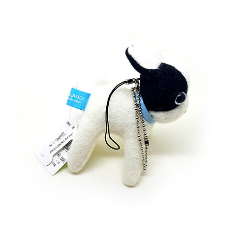 French Bulldog Plushie zipper mascot / Phone hanger / Keyring - Black & White 9cm