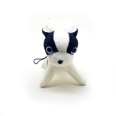 French Bulldog Plushie zipper mascot / Phone hanger / Keyring - Black & White 9cm