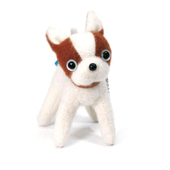 French Bulldog Plushie zipper mascot / Phone hanger / Keyring - Brown & White 9cm