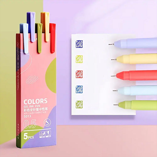 Cottage Inspired Colour Gel Ink Pens 0.5mm - Set of 5 Different Colours!