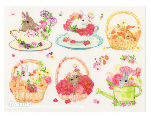 Adorable Bunnies and Flowers Sticker Sheet