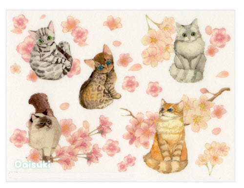 Cherry Blossoms & Cats Sticker Sheet