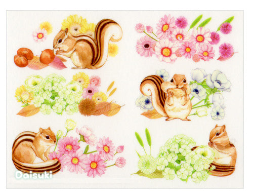 Squirrels and Flowers Sticker Sheet